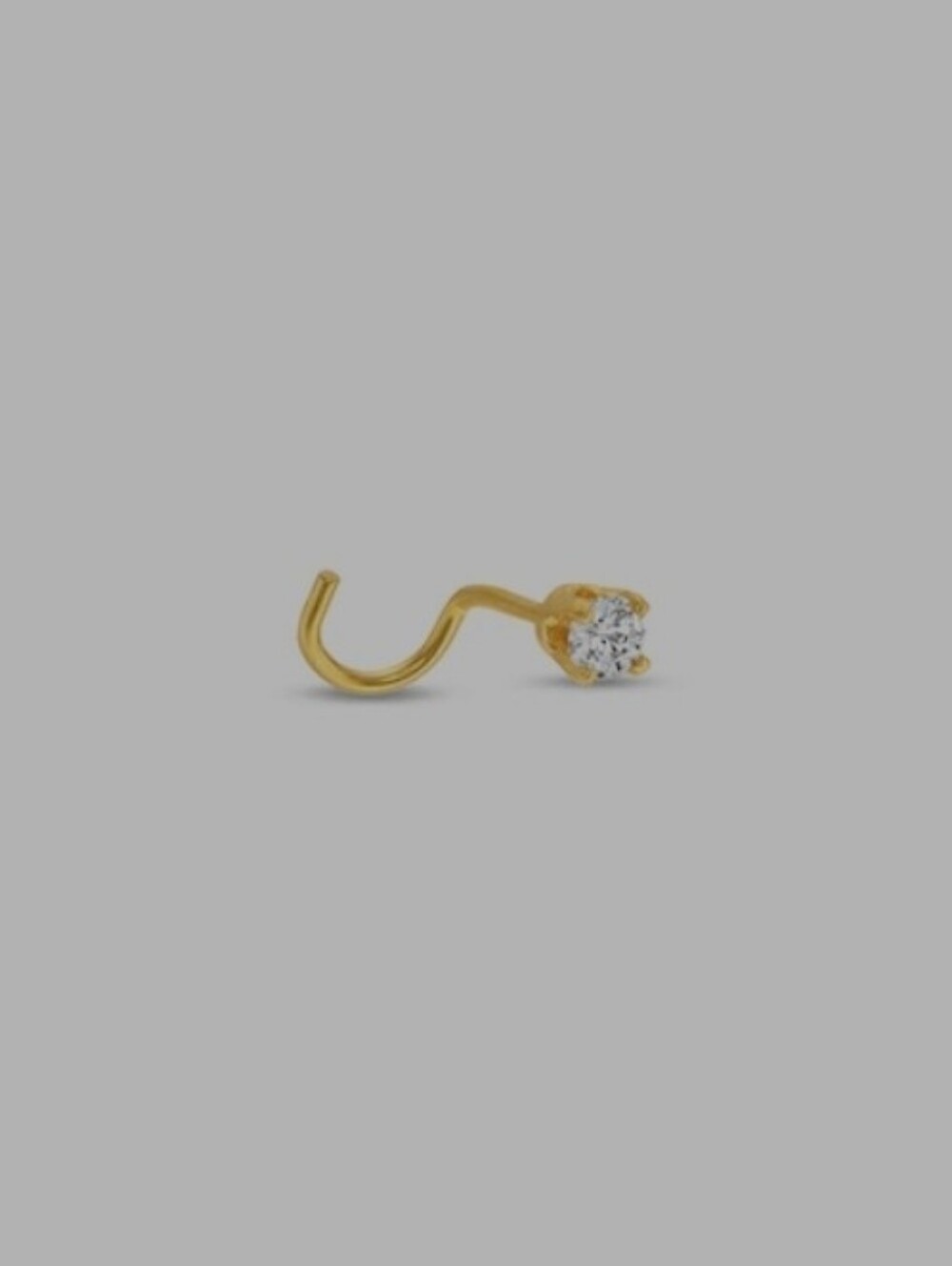 0.05 CT. Diamond Solitaire Screw Nose Stud in Semi-Solid 14K Gold - 24G 3/8"